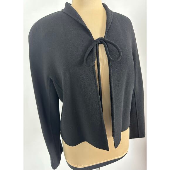 DD Collection Size 8 Italian Wool Cardigan Coatigan Black Eveningwear Overcoat - Picture 2 of 9